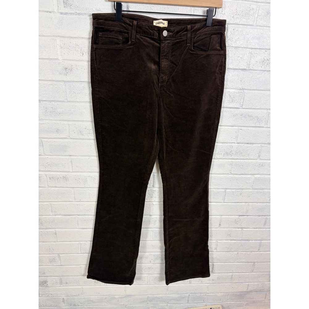 L'AGENCE Stevie Velvet Jeans Women 32 Brown High Rise Straight Bootcut Stretch